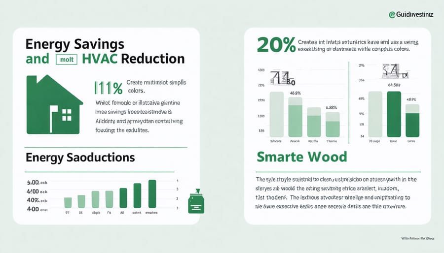 Visual representation of energy consumption reduction and cost savings with smart windows