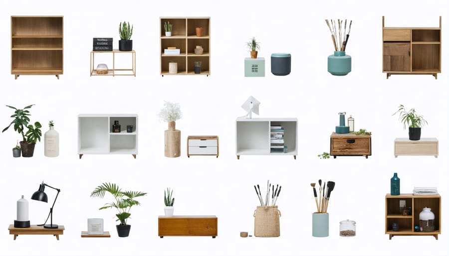 Creative storage solutions made from repurposed items like mason jars, wooden crates, and tin cans