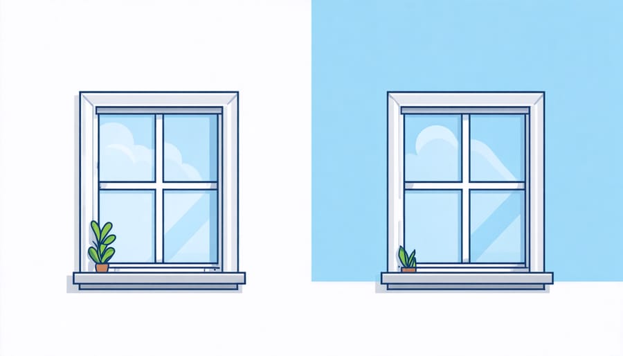Thermal imaging comparison of energy efficient and standard windows showing heat loss reduction