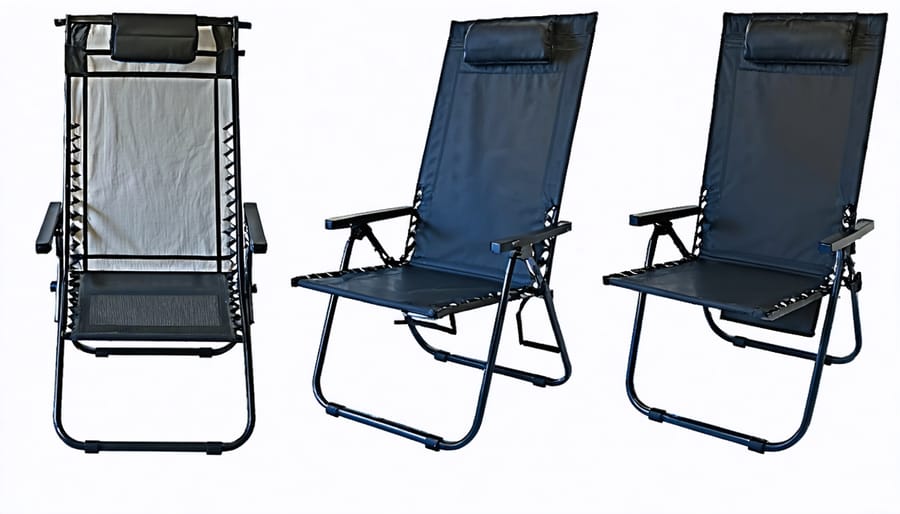 Various materials used in zero gravity chair construction side by side
