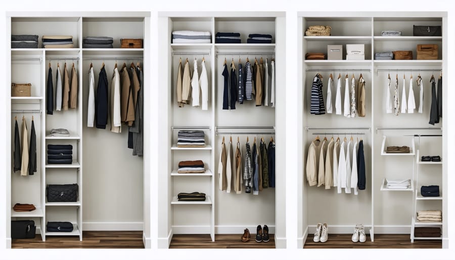 Side-by-side comparison of three popular DIY closet systems showing their unique features and designs