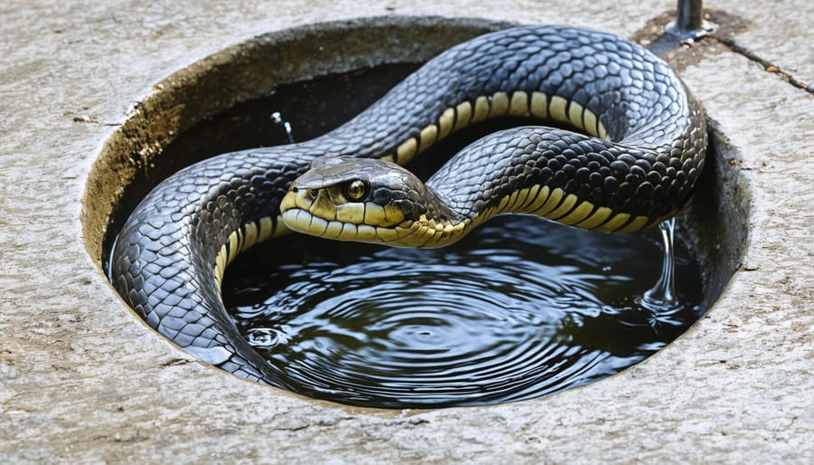 Person using a plumbing snake to clear a clogged drain