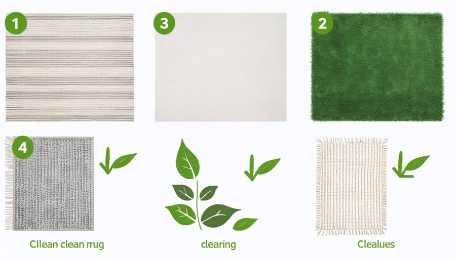 Visual guide showing natural cleaning methods for sustainable outdoor rugs