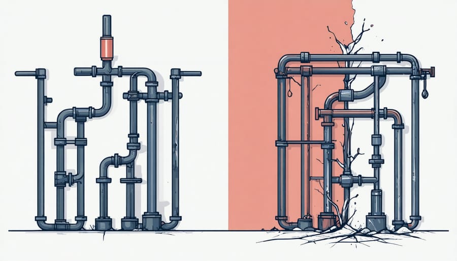 Side-by-side comparison of maintained versus neglected plumbing systems