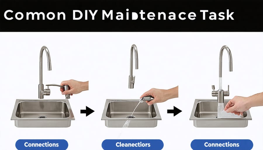 Detailed demonstration of sink maintenance steps with labeled components
