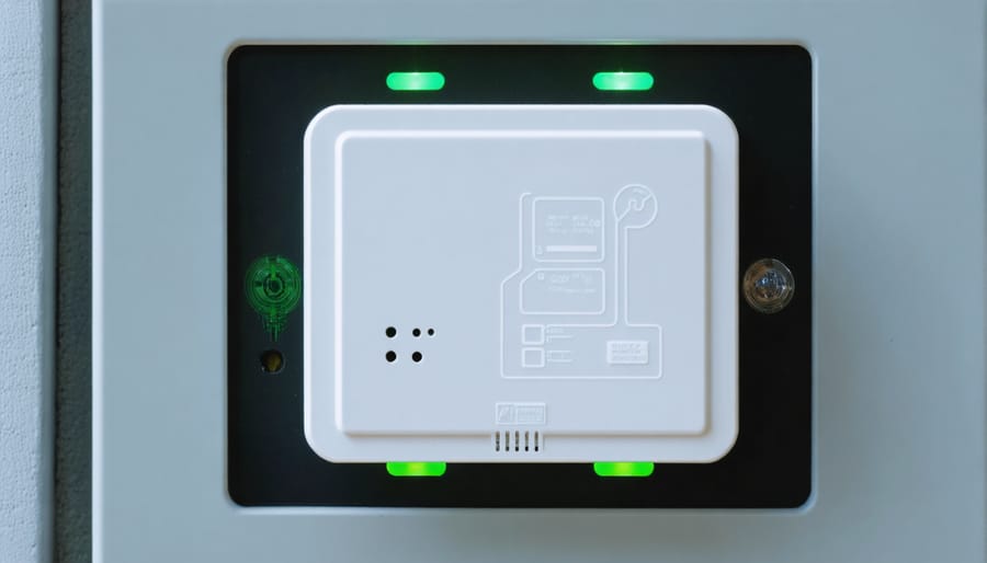 Zigbee energy monitoring device installed on home electrical panel with status lights